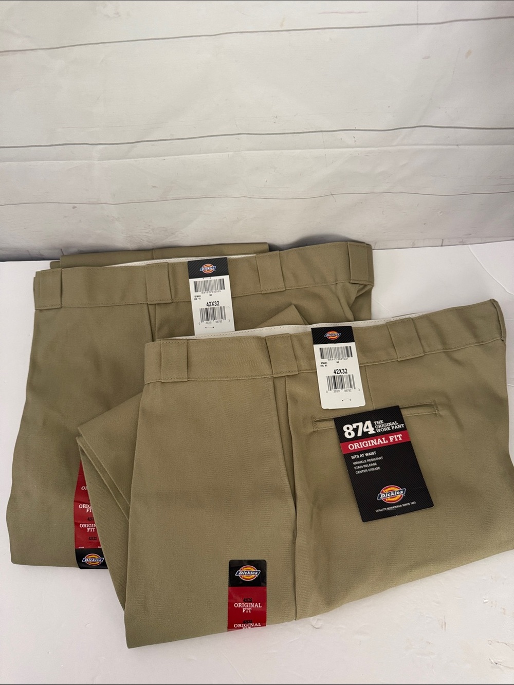 Dickies Size 42x32 Men's Chino Work Pants - Khaki/Tan 874 Original Fit Lot of 2